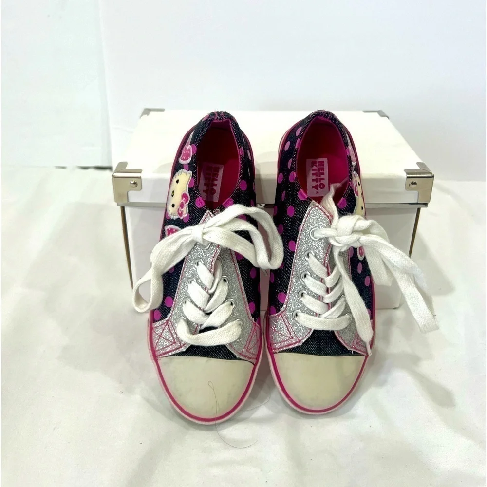 Hello Kitty Sanrio gray pink polka dots sneakers size 1